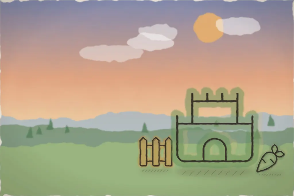Padocul hergheliei, cu Castelul Bran în zare (ilustrație)